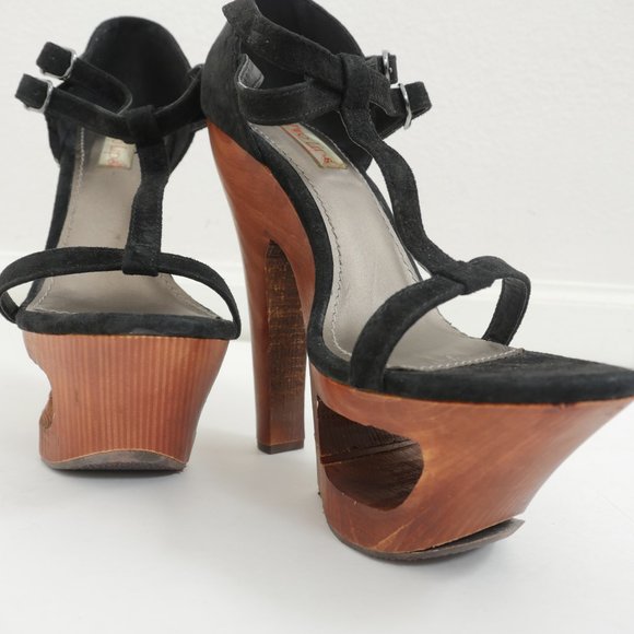 Two Lips Retro Wood Strappy Suede Platform Cut Out Sexy Bohemian 9 Disco Shoes - Picture 12 of 14